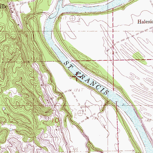 Topographic Map of Jeffersonville Bend, AR