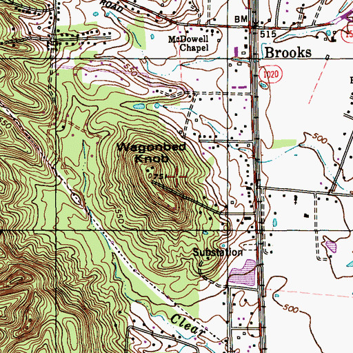 Topographic Map of Wagonbed Knob, KY