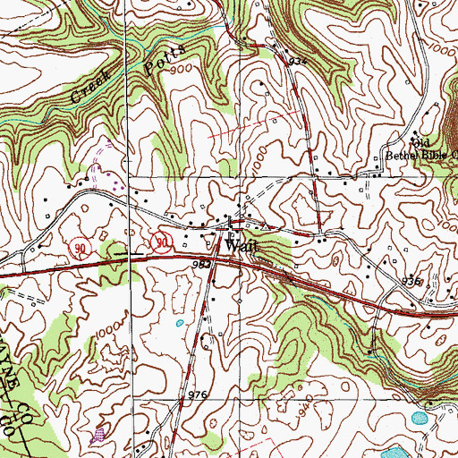 Topographic Map of Wait, KY