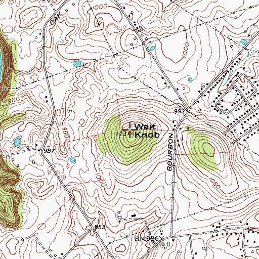 Topographic Map of Wait Knob, KY