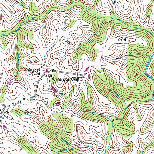 Topographic Map of Waldrope Cemetery, KY