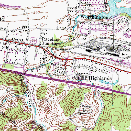 Topographic Map of Walker Cemetery, KY
