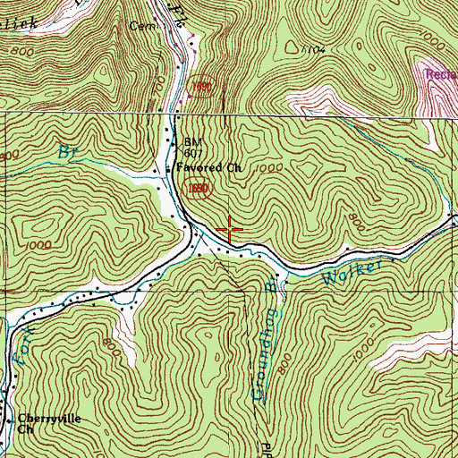 Topographic Map of Walker Fork, KY