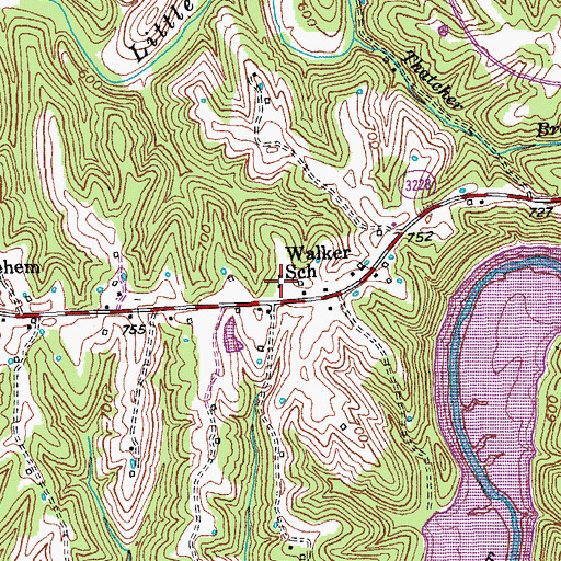 Topographic Map of Walker School, KY