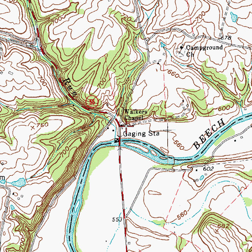 Topographic Map of Walkers Chapel, KY