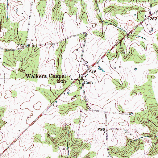 Topographic Map of Walkers Chapel School, KY
