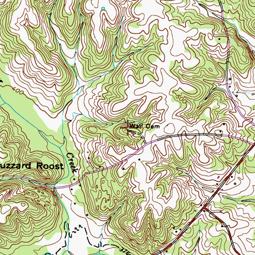 Topographic Map of Wall Cemetery, KY