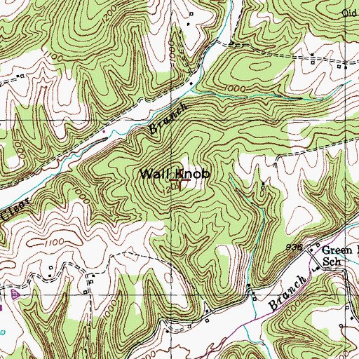 Topographic Map of Wall Knob, KY