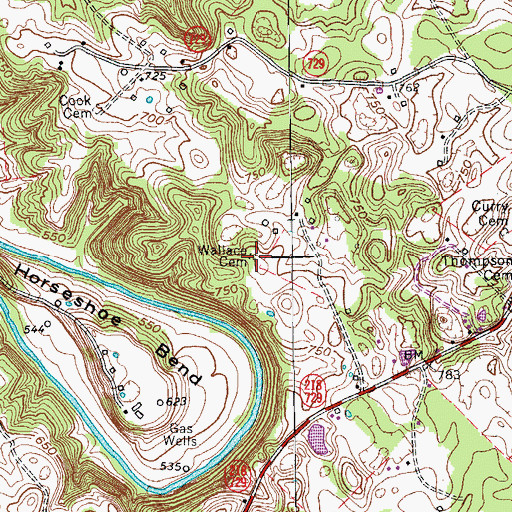 Topographic Map of Wallace Cemetery, KY