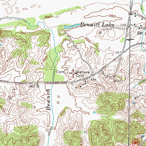 Topographic Map of Wallace Cemetery, KY