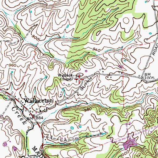 Topographic Map of Walleceton United methodist Church, KY