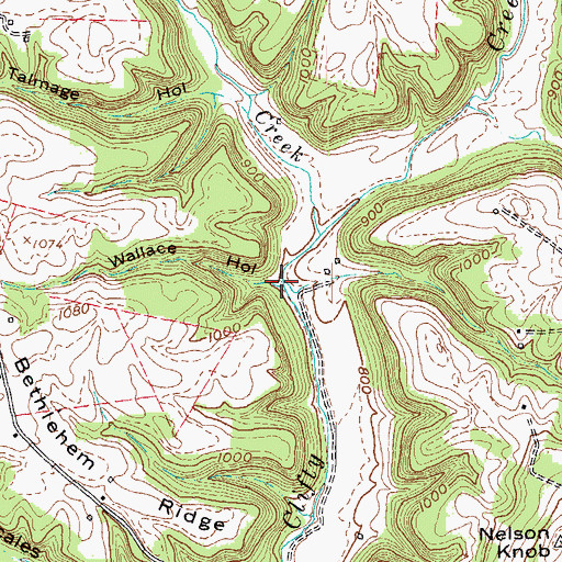 Topographic Map of Wallace Hollow, KY