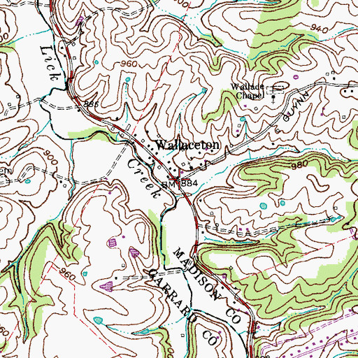 Topographic Map of Wallaceton, KY