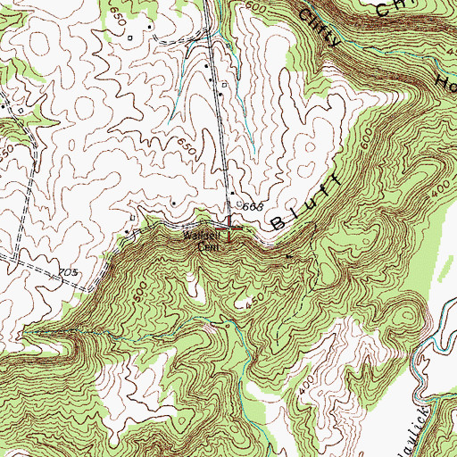 Topographic Map of Walldell Cemetery, KY