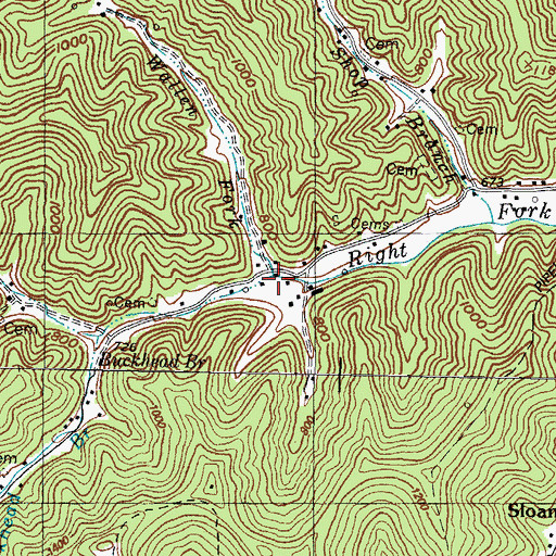 Topographic Map of Wallen Fork, KY