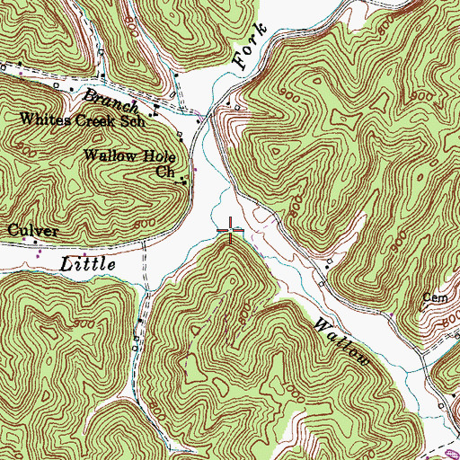 Topographic Map of Wallow Hole Creek, KY