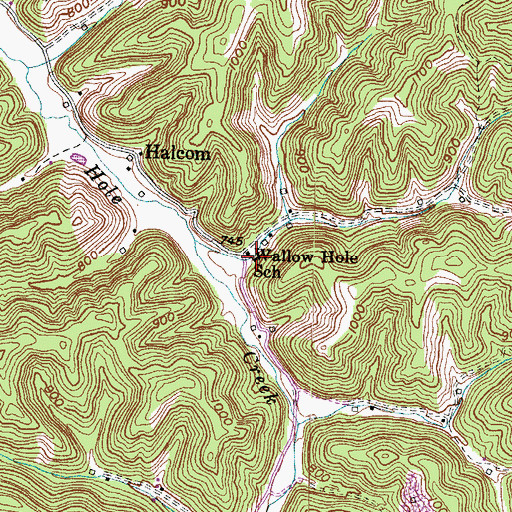 Topographic Map of Wallow Hole School, KY