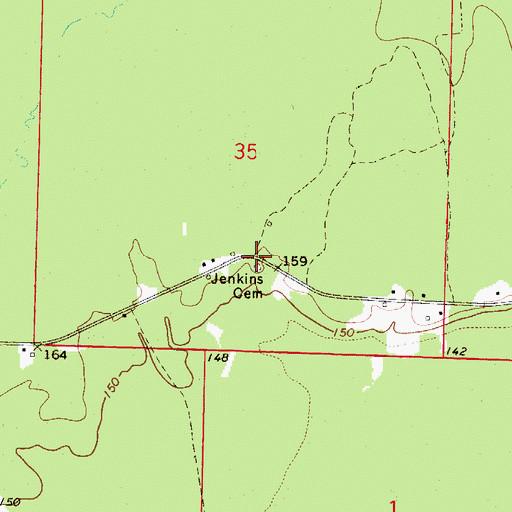 Topographic Map of Jenkins Cemetery, AR