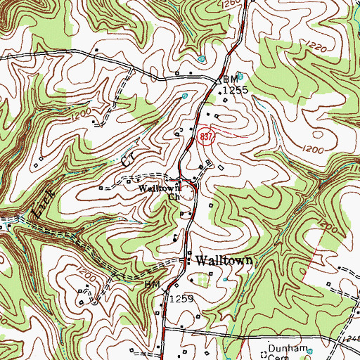 Topographic Map of Walltown Christian Church, KY