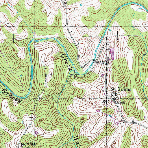 Topographic Map of Walnut Branch, KY