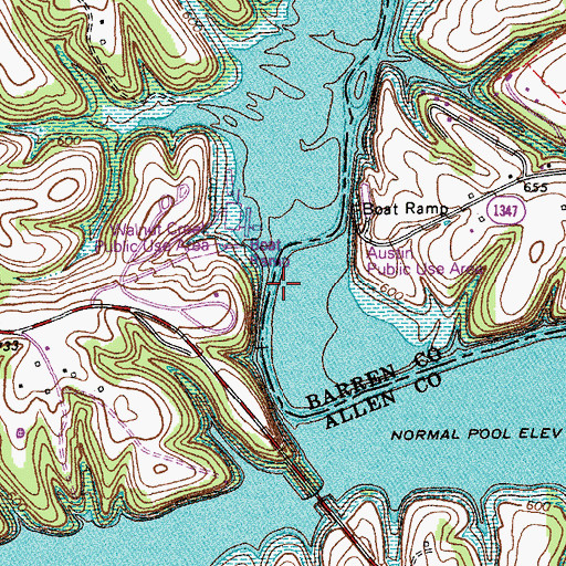 Topographic Map of Walnut Creek Boat Ramp, KY