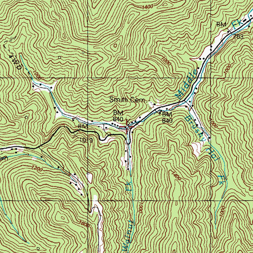 Topographic Map of Walnut Fork, KY