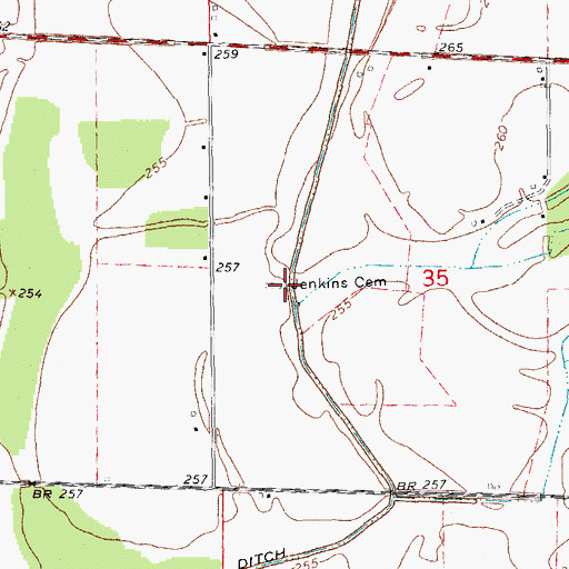 Topographic Map of Jenkins Cemetery, AR