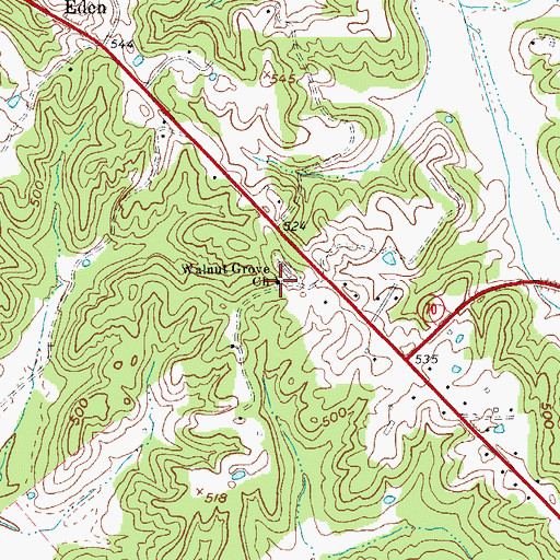 Topographic Map of Walnut Grove Church, KY