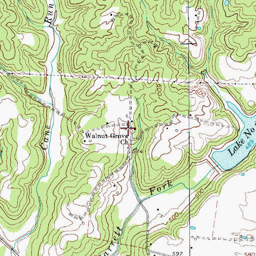 Topographic Map of Walnut Grove Church, KY