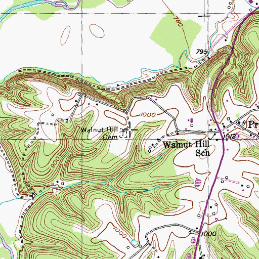 Topographic Map of Walnut Hill Cemetery, KY