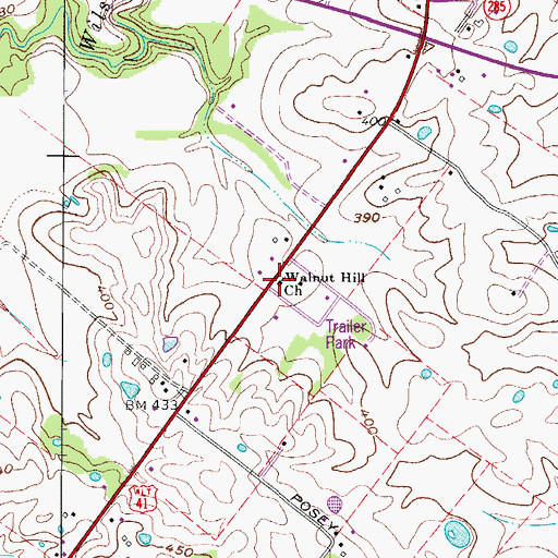 Topographic Map of Walnut Hill Church, KY