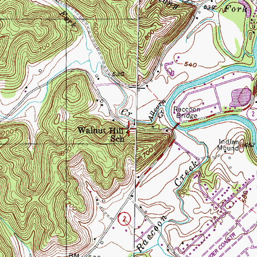 Topographic Map of Walnut Hill School, KY