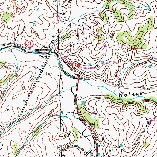 Topographic Map of Walnut Meadow Branch, KY