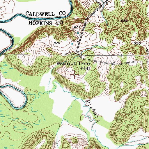 Topographic Map of Walnut Tree Hill, KY