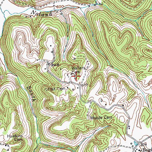 Topographic Map of Walters Cemetery, KY