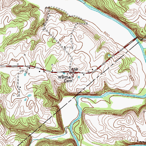 Topographic Map of Walthall Cemetery, KY