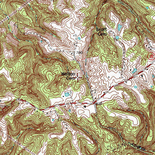 Topographic Map of Walton Cemetery, KY