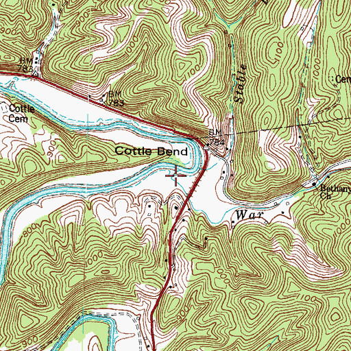 Topographic Map of War Creek, KY