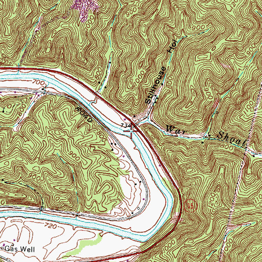 Topographic Map of War Shoal Branch, KY
