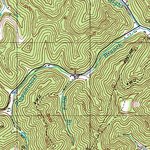 Topographic Map of Ward Branch, KY
