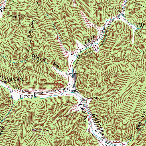 Topographic Map of Ward Branch, KY