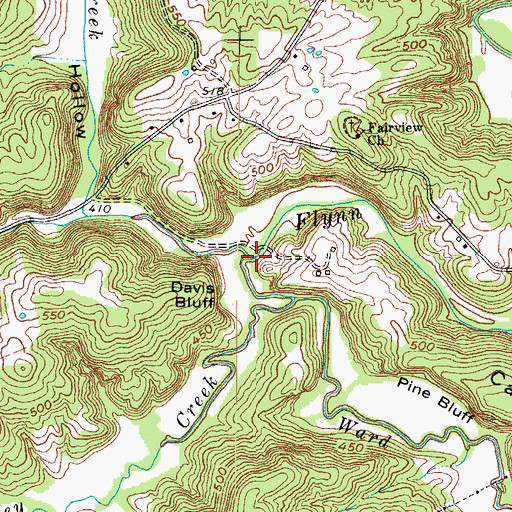 Topographic Map of Ward Creek, KY