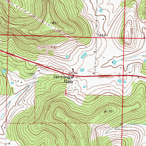 Topographic Map of Jennings Gap, AR
