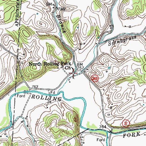 Topographic Map of Wards Branch, KY