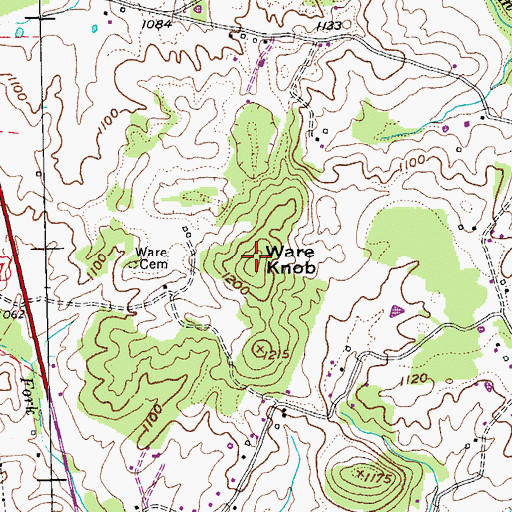 Topographic Map of Ware Knob, KY