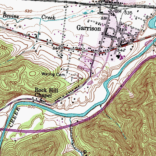 Topographic Map of Waring Cemetery, KY