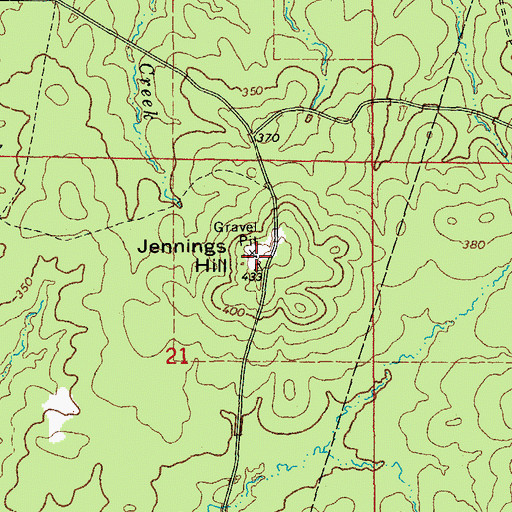 Topographic Map of Jennings Hill, AR
