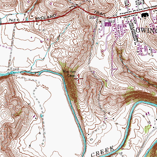 Topographic Map of Warner Cemetery, KY