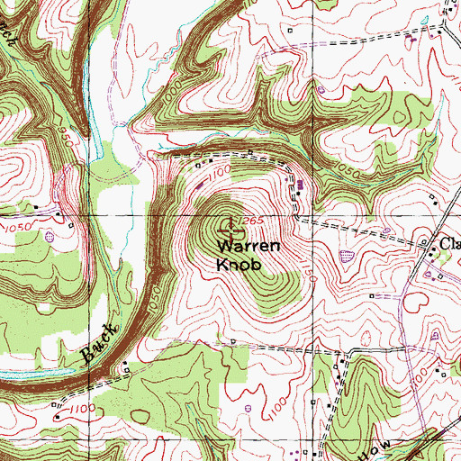 Topographic Map of Warren Knob, KY