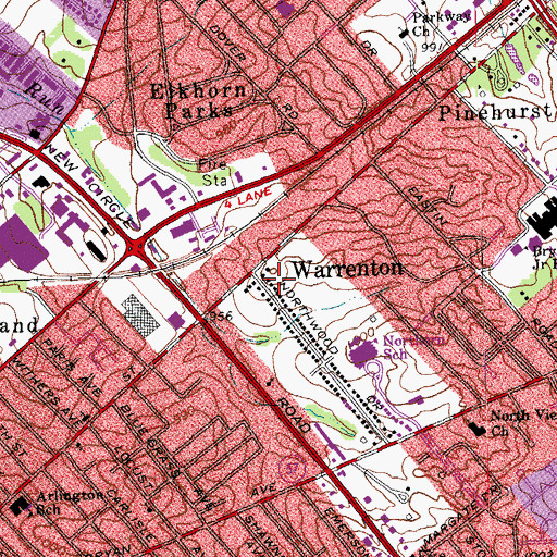 Topographic Map of Warrenton, KY